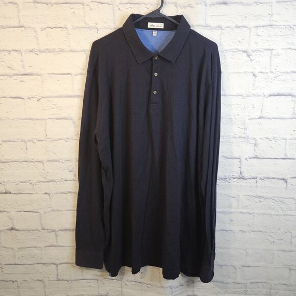 Peter Millar Other - Peter Millar Men's XXL Navy Blue Long Sleeve Pima Cotton Blend Polo Shirt